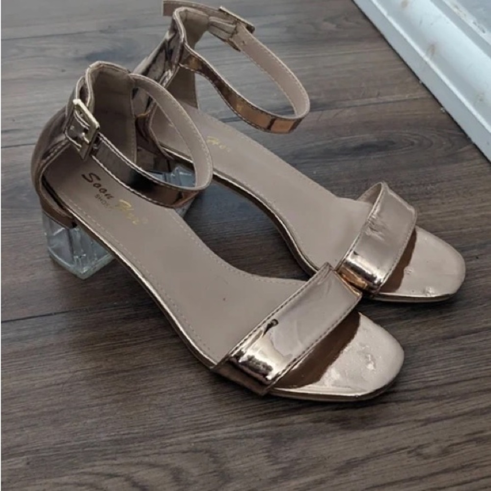 Elegant Metallic Ankle Strap Heels